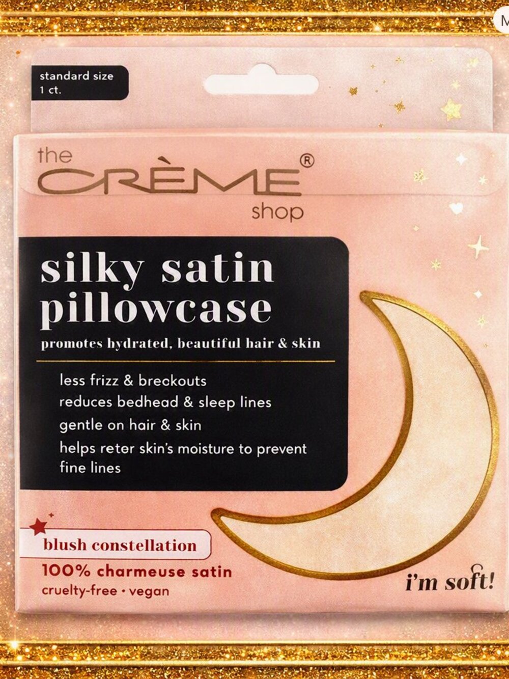 The Crème Shop Silky Satin Pillowcase (Blush Constellation)